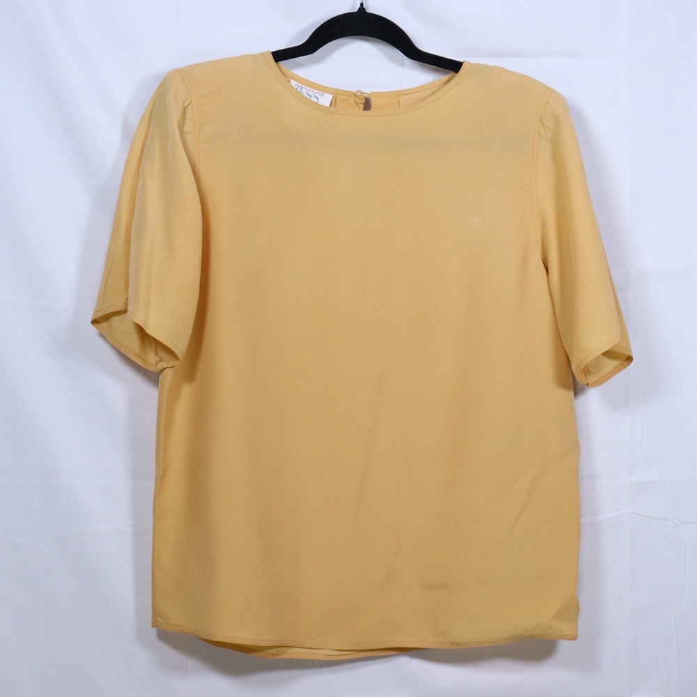 Tess Short Sleeve Blouse M Yellow Women Quiet Luxury Silk